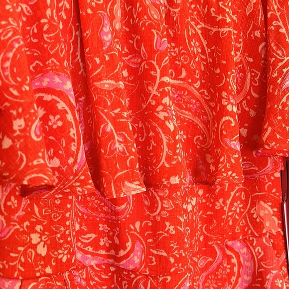 1.State Orange Paisley Off Shoulder Romper NWT - Picture 6 of 8
